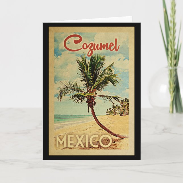 Cozumel Handflatan Träd Vintage resor Kort (Framsida)