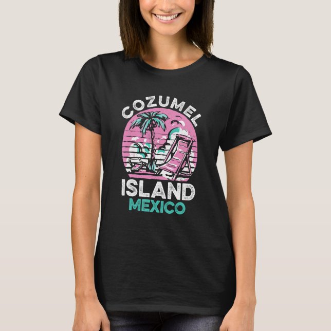 Cozumel Mexico Beaches Retro Cool Distressed Graph T Shirt (Framsida)
