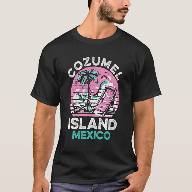 Cozumel Mexico Beaches Retro Cool Distressed Graph T Shirt (Framsida)