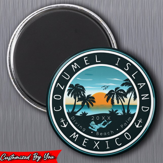 Cozumel Mexico Dyka Sunset Souvenir 80s Magnet (Skapare uppladdad)