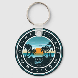 Cozumel Mexico Dyka Sunset Souvenir 80s Nyckelring