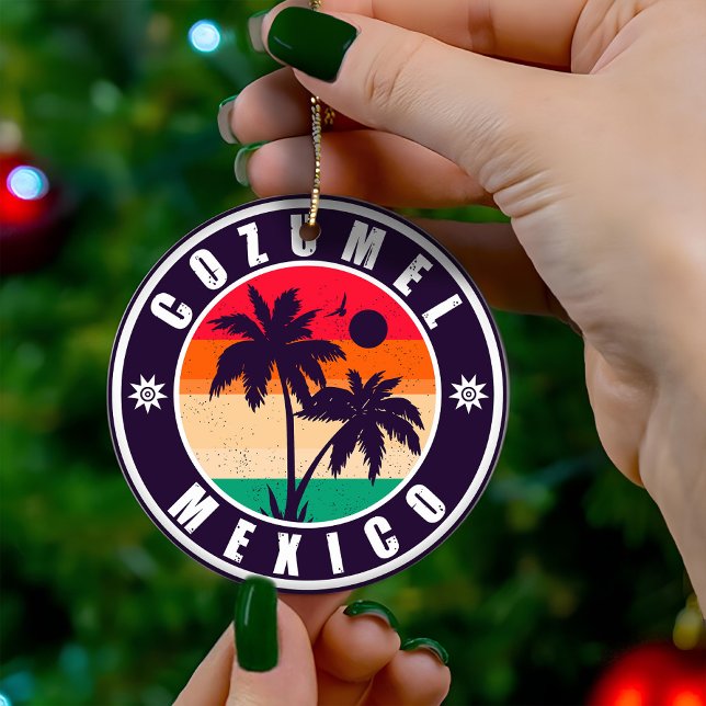 Cozumel Mexico Handflatan Träd Travel Souvenir 60- Julgransprydnad Keramik (Skapare uppladdad)
