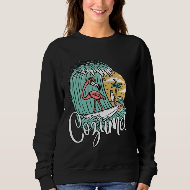 Cozumel Mexico Retro Flamingo T Shirt (Framsida)