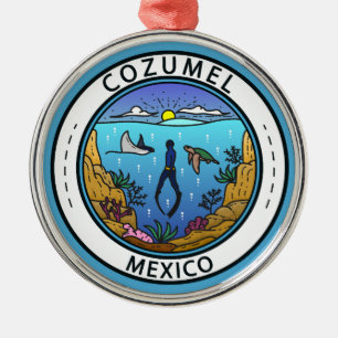 Cozumel Mexico Scuba Badge Julgransprydnad Metall
