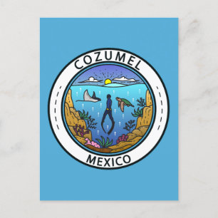 Cozumel Mexico Scuba Badge Vykort
