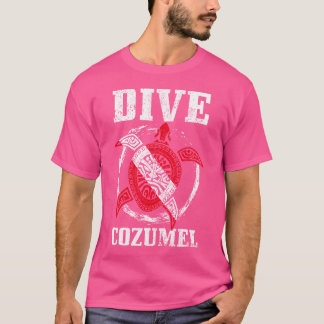 Cozumel Mexico Sea Turtle Diving Flagga T Shirt