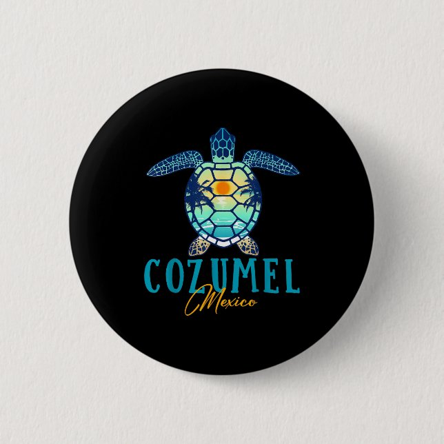 Cozumel Mexico Sea Turtle Palm Tree Sunset Beach V Knapp (Framsida)