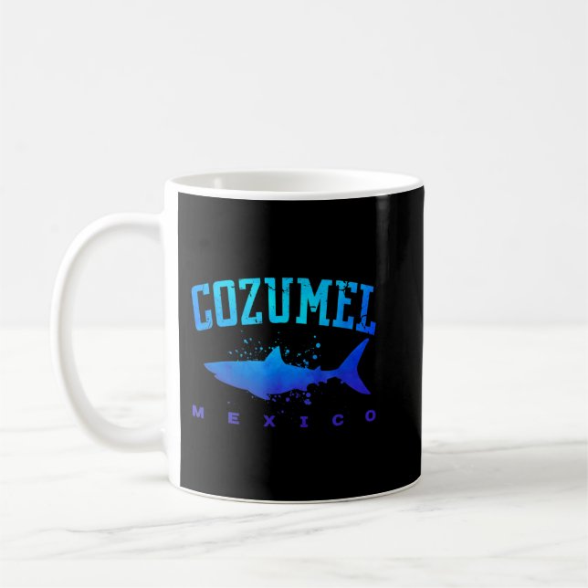 COZUMEL MEXICO Shark Karibiska bikupning Resa Kaffemugg (Vänster)