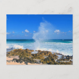 Cozumel Mexiko Beach Wave Stänk Vatten Spout Teal Vykort