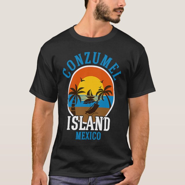 Cozumel Mexiko Beacher Retro Coola Distress Graph T Shirt (Framsida)