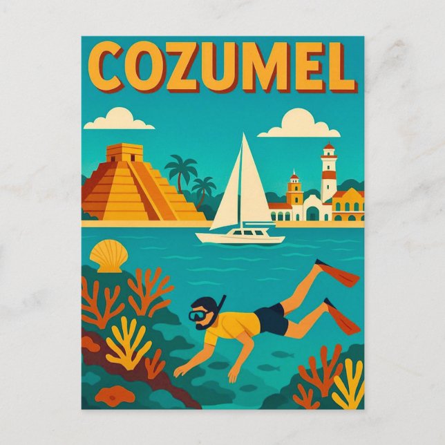 Cozumel Mexiko Färgglad vykort (Framsida)