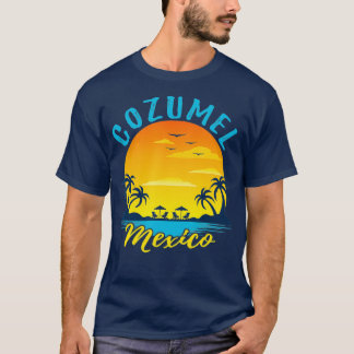 Cozumel Mexiko Handflatan Träd Orange Sunset T Shirt