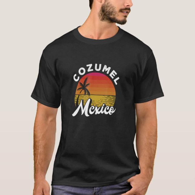 Cozumel Mexiko Mexican Beach Sunset Summer Vacatio T Shirt (Framsida)