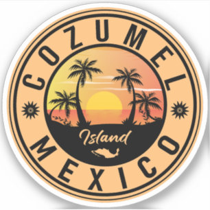 Cozumel Mexiko, ön Retro Sunset Souvenirs Klistermärken