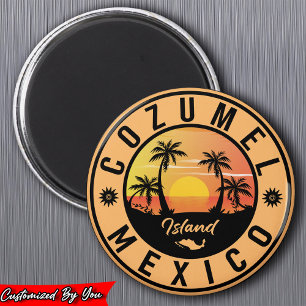 Cozumel Mexiko, ön Retro Sunset Souvenirs Magnet