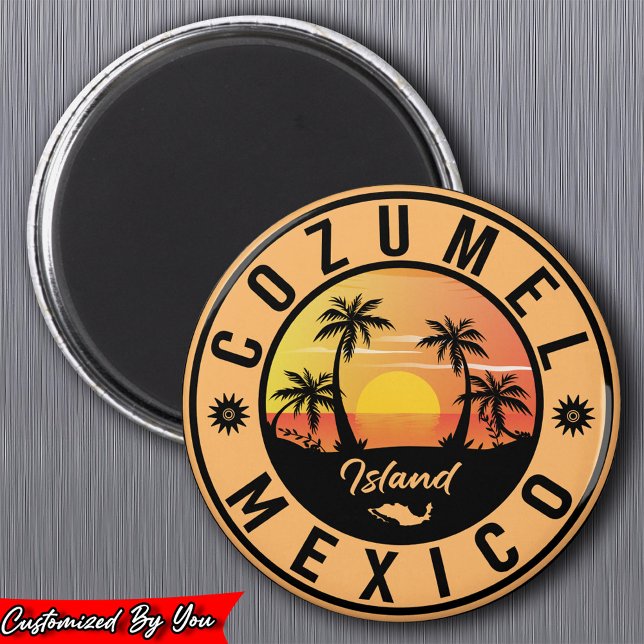 Cozumel Mexiko, ön Retro Sunset Souvenirs Magnet (Skapare uppladdad)