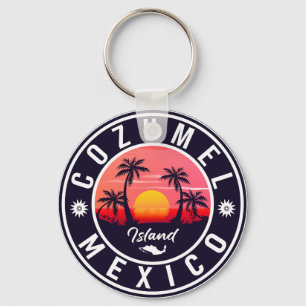 Cozumel Mexiko, ön Retro Sunset Souvenirs Nyckelring