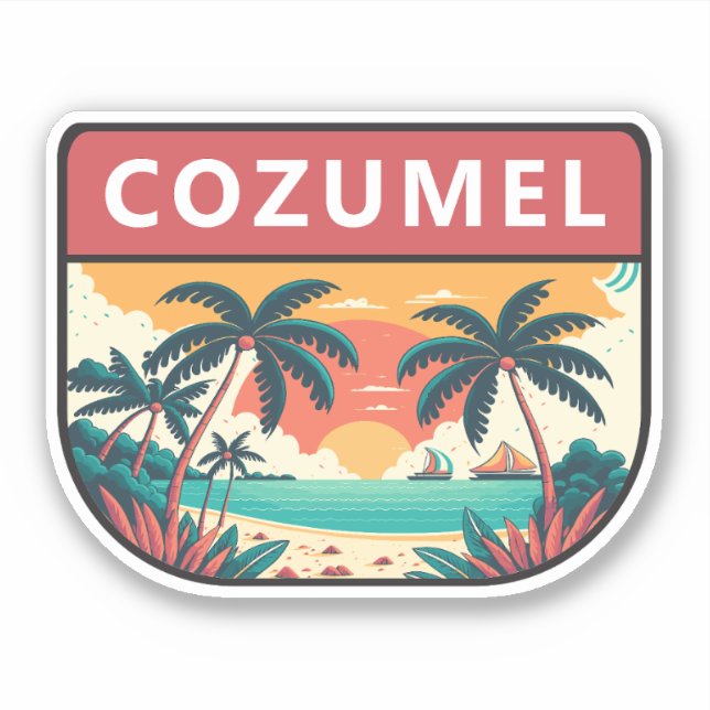Cozumel Mexiko Retro Emblem Klistermärken (Framsida)