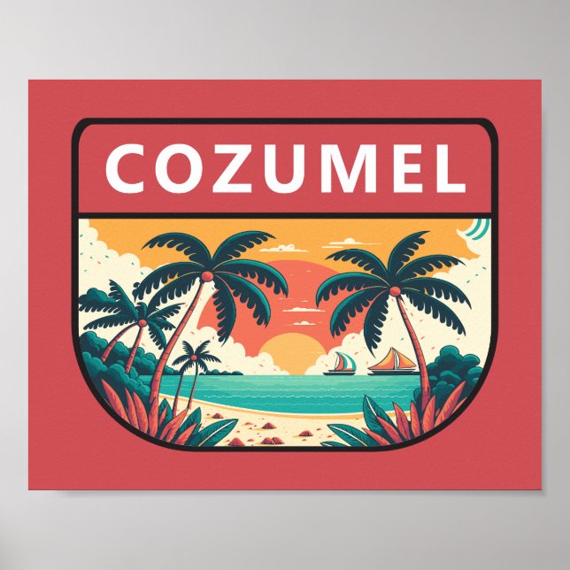 Cozumel Mexiko Retro Emblem Poster (Framsidan)