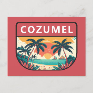 Cozumel Mexiko Retro Emblem Vykort