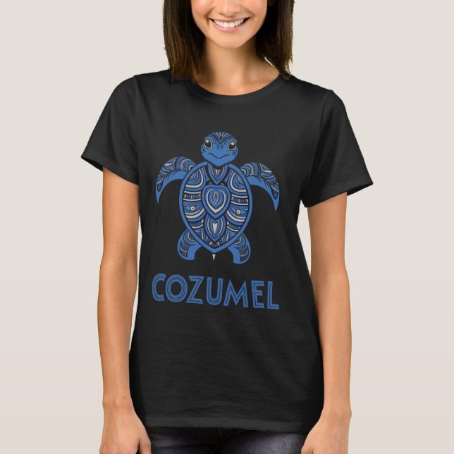 Cozumel, Mexiko Sea Turtle T Shirt (Framsida)