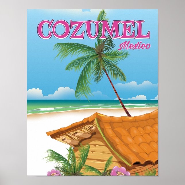 Cozumel Mexiko Vintage resaaffisch tryck (Framsidan)
