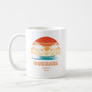 Cozumel Mexiko Vintage solnedgång Matchande Kaffemugg