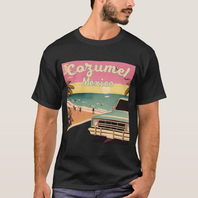 Cozumel Retro Beach Vacation Graphics Cozumel-Surf T Shirt (Framsida)