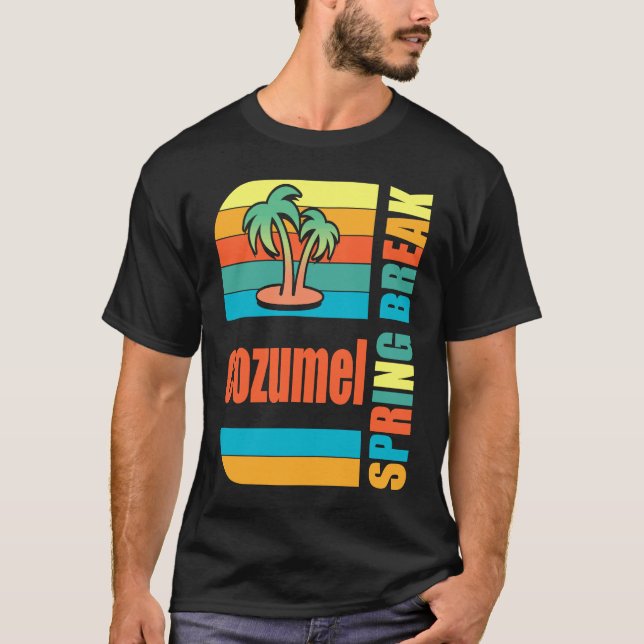 Cozumel Spring Break High School Retro Beach Graph T Shirt (Framsida)