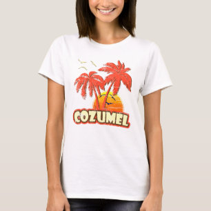 Cozumel Summer Handflatan Träd 80 s Beach Sunset T Shirt