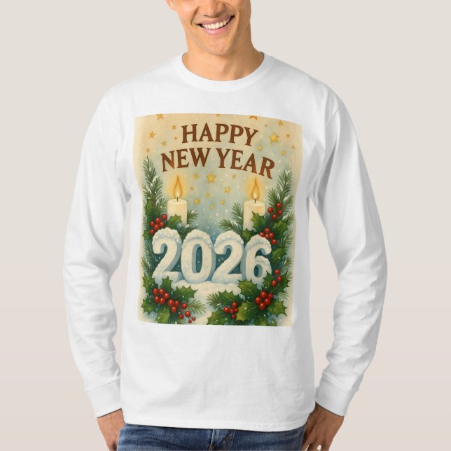 cozy 2026 happy new year Long Sleeve T Shirt (Framsida)