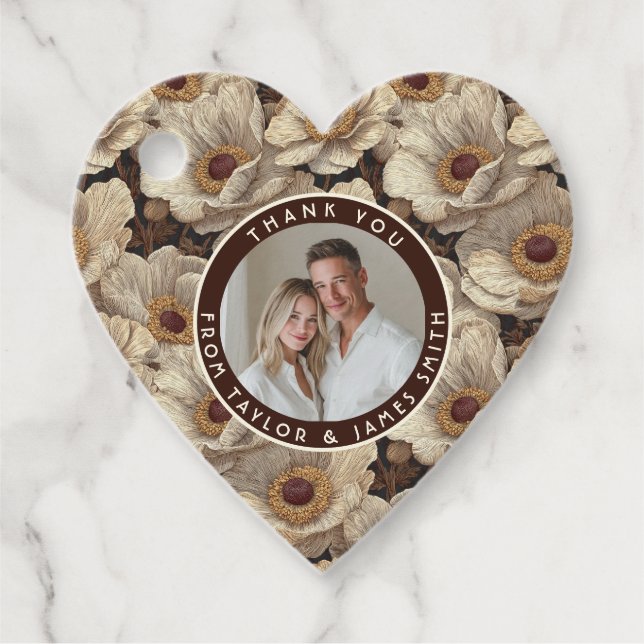 Cozy Anemones Themed Winter Wedding Gåvor Etiketter (Framsida)