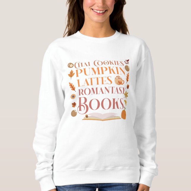 Cozy Autumn, Books, Cookies and Pumpkin lattes T Shirt (Framsida)