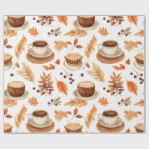 Cozy Autumn Coffee Cups and Leaves in Warm Earthy 