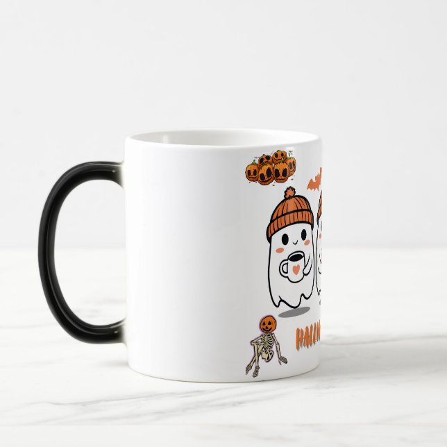 Cozy Autumn Coffee Ghosts – Halloween Magisk Mugg (Vänster)