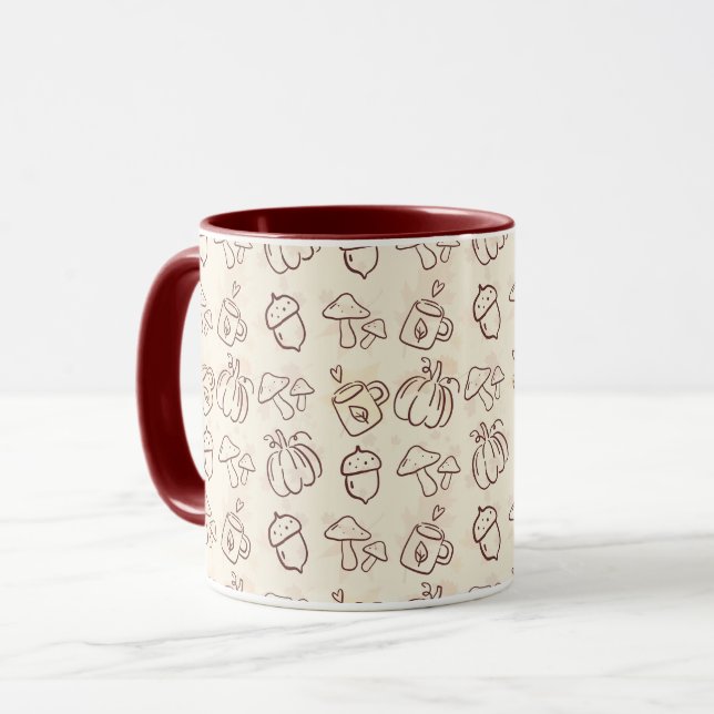 Cozy Autumn Harvest Doodle Pattern Mug Mugg (Framsida vänster)