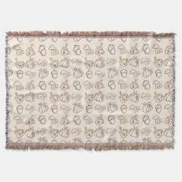 Cozy Autumn Harvest Doodle Pattern Woven Throw Bla Filt
