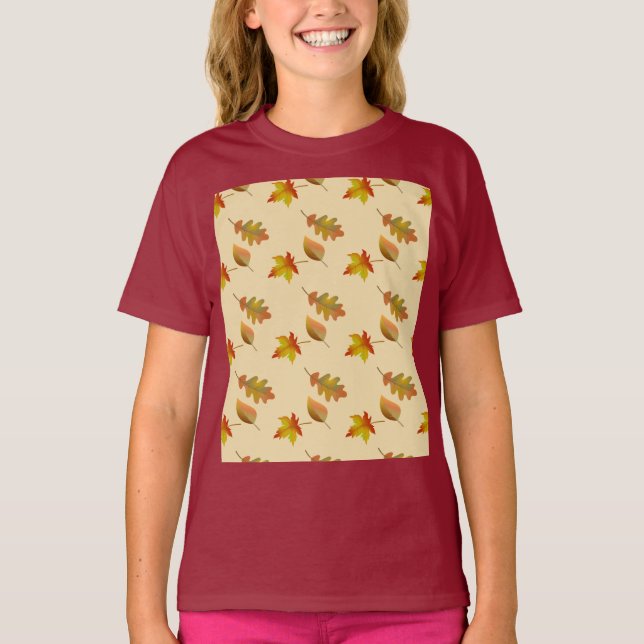 Cozy autumn maple leaves oak leaves   t shirt (Framsida)