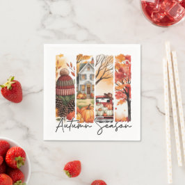 Cozy Autumn Season Brushstroke Pappersservett