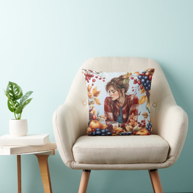Cozy Autumn-Themed Throw Pillow Kudde (Stol)