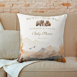 Cozy Autumn Woodland Bear Family We Can Bearly Kudde