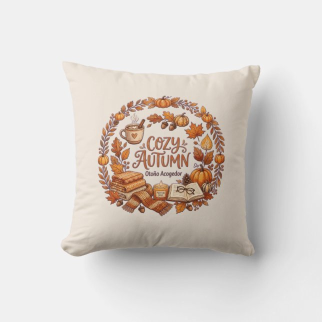 Cozy Autumn Wreath / Otoño Acogedor Kudde (Framsida)