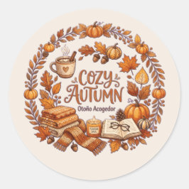 Cozy Autumn Wreath / Otoño Acogedor Runt Klistermärke