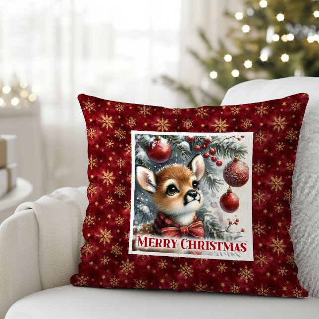 Cozy Baby Deer Snowy Forest Kids Gift Christmas  Kudde (Cozy Baby Deer Snowy Forest Kids Gift Christmas Pillow

)