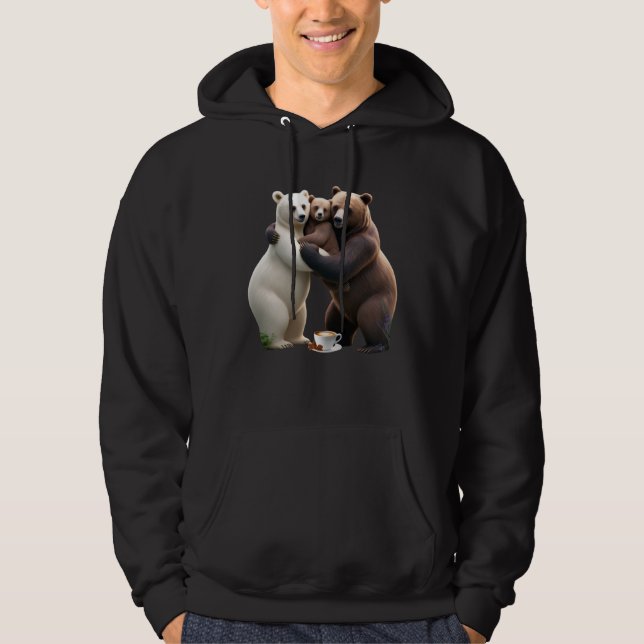 Cozy Bear Family Hug Adult Pullover Hoodie  (Framsida)