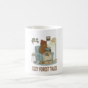 Cozy Bear läser 'Skogssagor' med Söta Sovande Kaffemugg