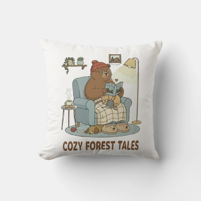 Cozy Bear läser 'Skogssagor' med Söta Sovande Kudde (Framsida)