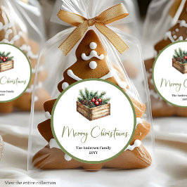 Cozy Boho Classic Holiday Gift Wrap Round Stickers Runt Klistermärke