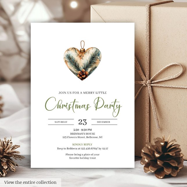 Cozy Boho Earthy Botanical Christmas Dinner Invitе Inbjudningar (Cozy Boho Earthy Botanical Christmas Dinner Invitation)
