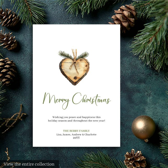 Cozy Boho Earthy Pine Wreath Christmas Greeting Julkort (Cozy Boho Earthy Pine Wreath Christmas Greeting Holiday Card)